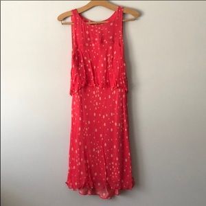 (Ali Ro) pink polka dot ruffled hem dress